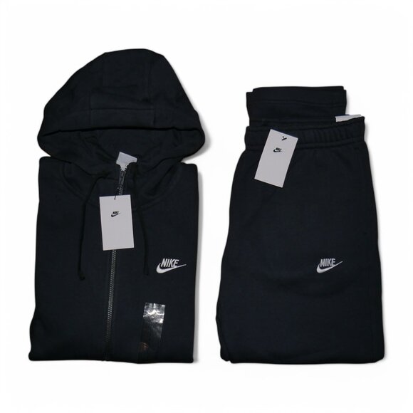 Nike Club Fleece Men's Sweatsuit 2 PC Tracksuit Matching Black Hoodie Pants NWT - Picture 14 of 14